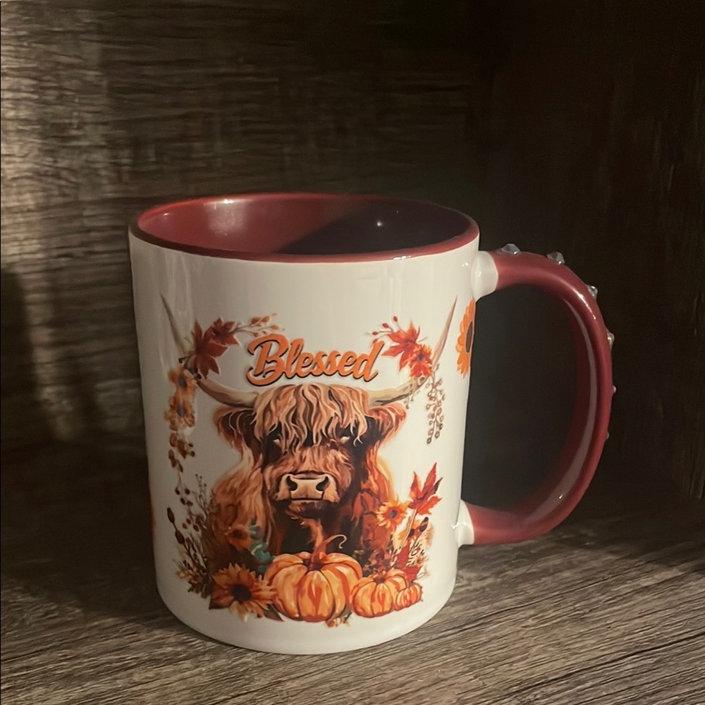 Red and White Highland Cow Mug for Coffee and Tea